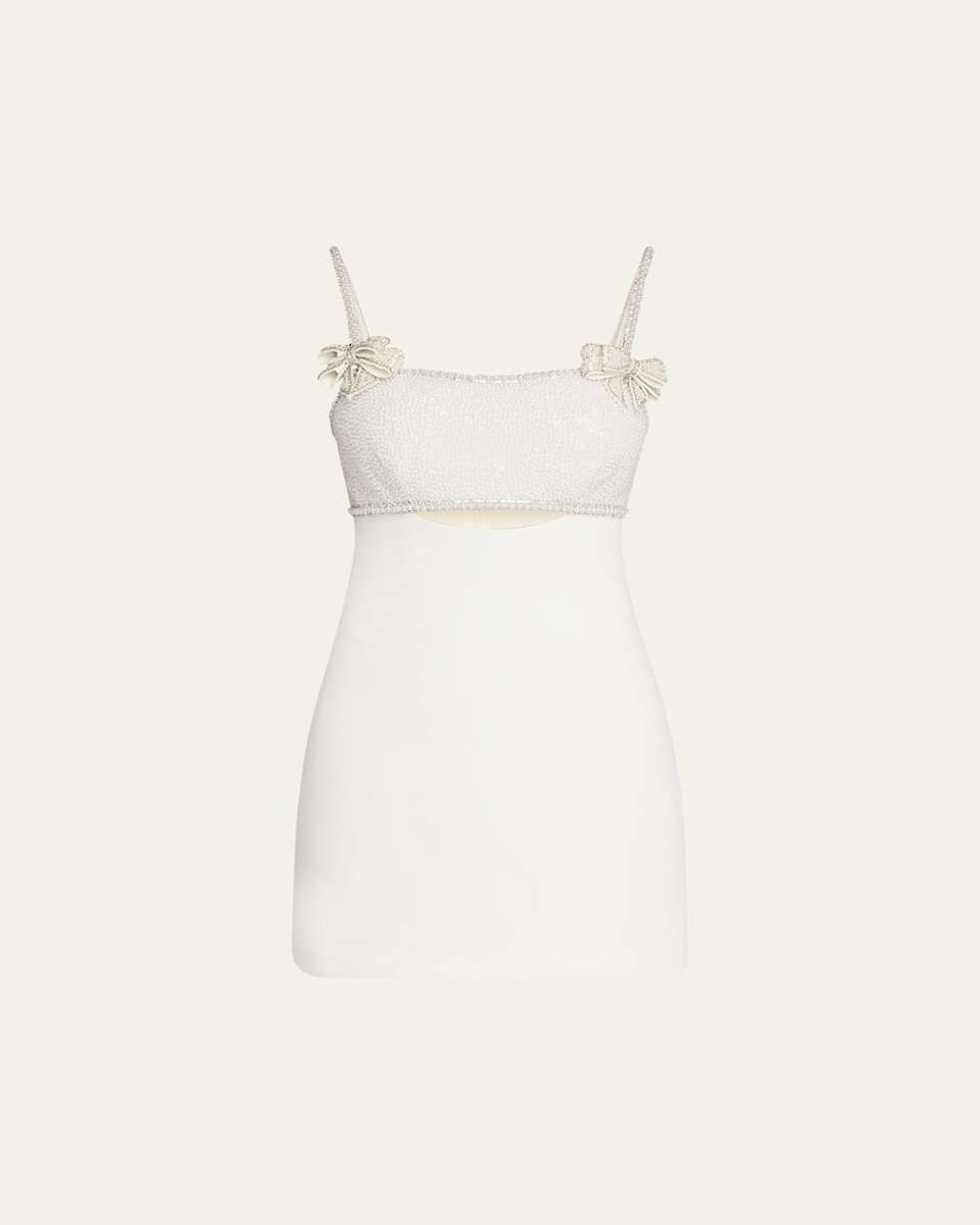 Embellished Bow Mini Dress